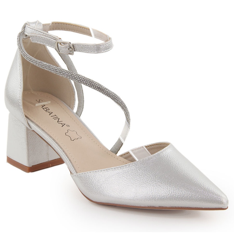 Sandales pointues femme Sabatina argentées avec zircons cubiques Sandales pointues femme Sabatina argentées avec zircons cubiques