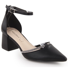 Sandales pointues femme Sabatina noires avec zircons cubiques