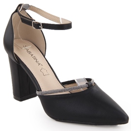 Sandales à talons femme Sabatina noires avec zircons cubiques
