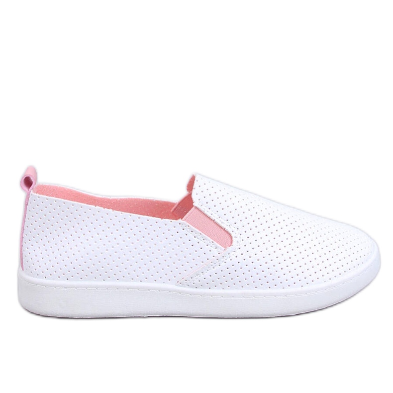 Baskets à enfiler BLANC/ROSE blanche