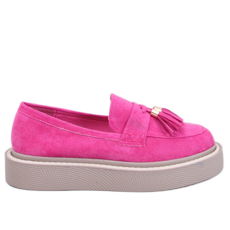 Mocassins plateforme à franges Fuchsia rose