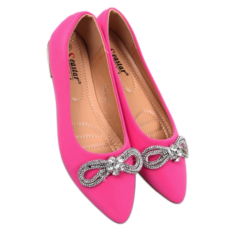 Ballerines élégantes avec zircons cubiques rose