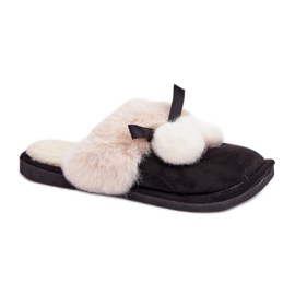 Chaussons femme avec fourrure douce noir