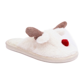 Chaussons femme à motif renne blanc