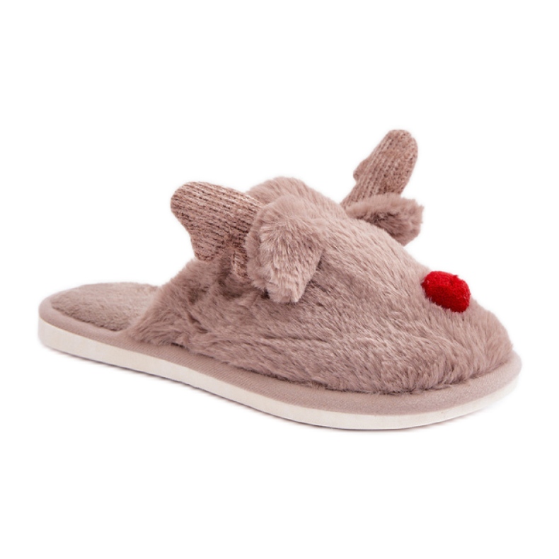 Chaussons femme à motif renne beige Chaussons femme à motif renne beige