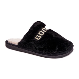 Chaussons pour femmes en fourrure douce le noir