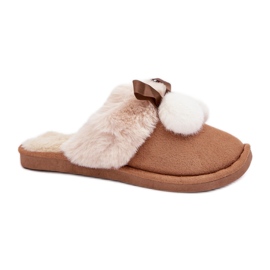 Chaussons femme avec fourrure douce camel brun