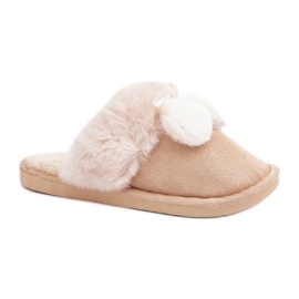 Chaussons femme avec fourrure douce beige