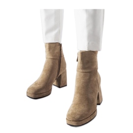 Bottines grises sur talon massif Itaf - Solea beige