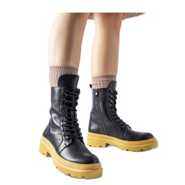 Baskets noires à semelle jaune Quennie - Solea