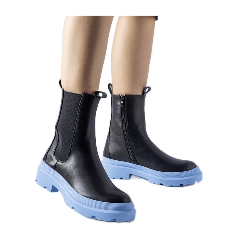 Chaussures noires à semelle bleue Georgette - Solea le noir
