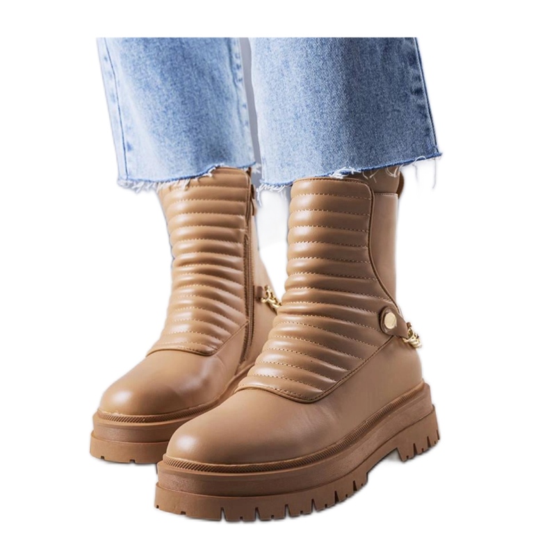 Bottines isolées beiges avec chaîne de Pareda - Solea