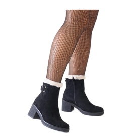Bottines noires ornées de fourrure Amtula en éco-daim - Solea le noir
