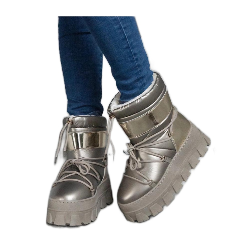 Boots de neige à plateforme dorées avec inserts Losta - Solea peints