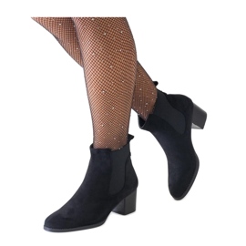 Bottines noires à talons hauts avec empiècements élastiques en éco-daim le noir