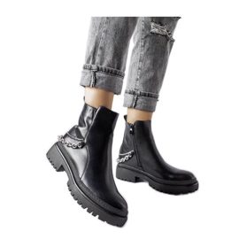 Bottines noires avec chaîne le noir