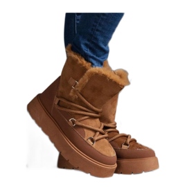 Bottes de neige à plateforme marron avec isolation en fourrure brun
