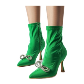 Bottines vertes ornées d'un noeud en zircon par Mars - Solea