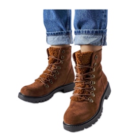 Bottines marron en éco-daim brun