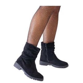 Bottines froissées noires en éco-daim le noir