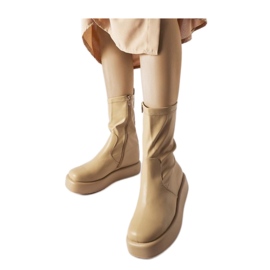 Bottines à plateforme beiges