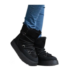 Bottes de neige à plateforme noires avec isolation en fourrure le noir