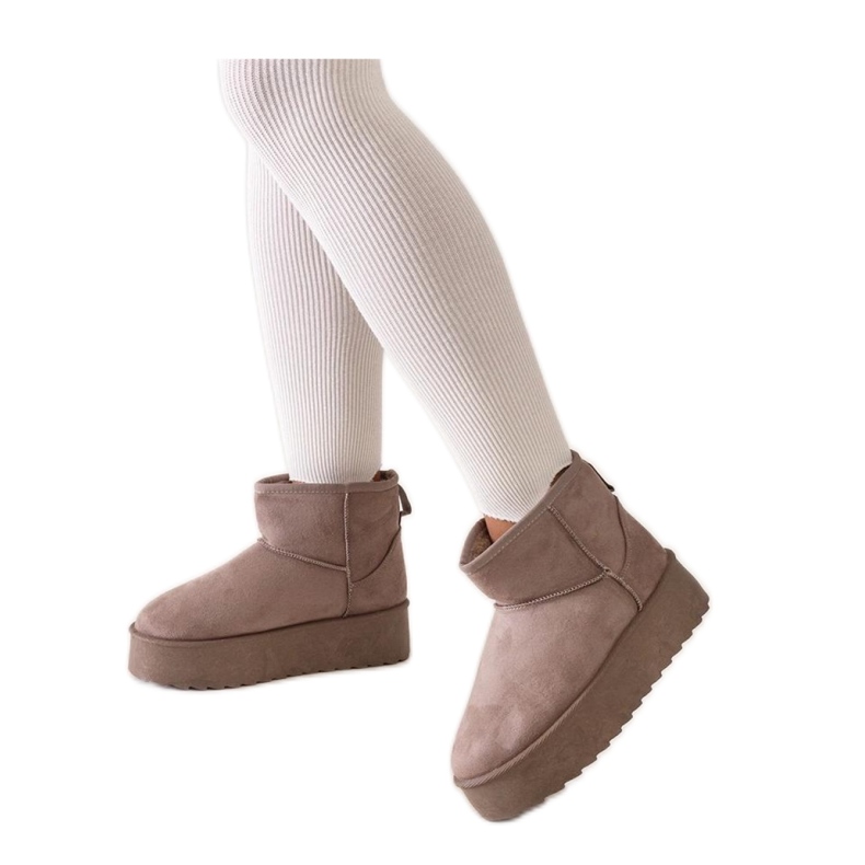 Bottes de neige décontractées beige foncé à plateforme haute Bottes de neige décontractées beige foncé à plateforme haute