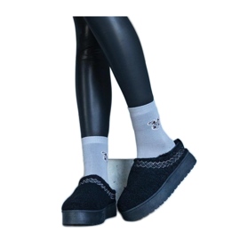 Boots de neige à plateforme avec motif brodé noir