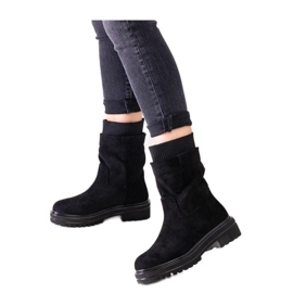 Bottines à enfiler noires avec chaussette le noir