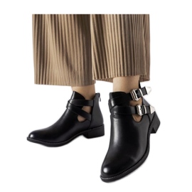 Bottines noires découpées à boucles le noir
