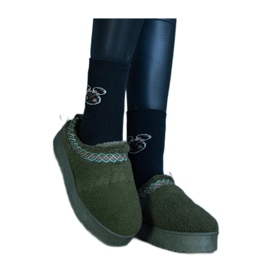 Boots de neige à plateforme avec motif brodé vert