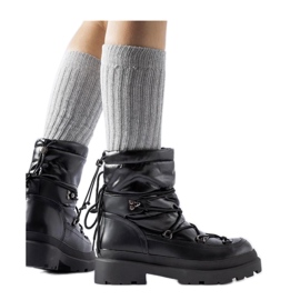 Bottes de neige noires avec revers le noir
