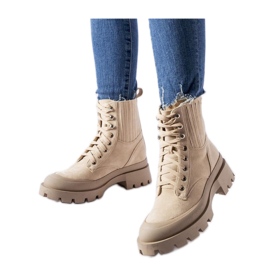 Bottines beiges en éco-daim