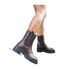 Bottes hautes marron ornées de zircons brun Bottes hautes marron ornées de zircons brun