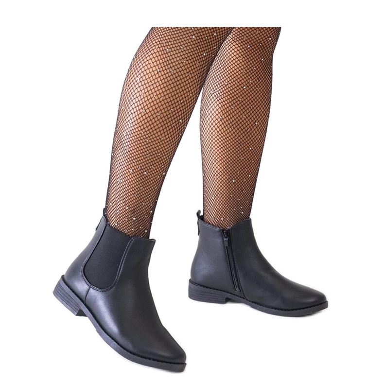 Bottines classiques noires avec empiècement élastique le noir