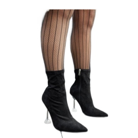 Bottines noires à talon décoratif