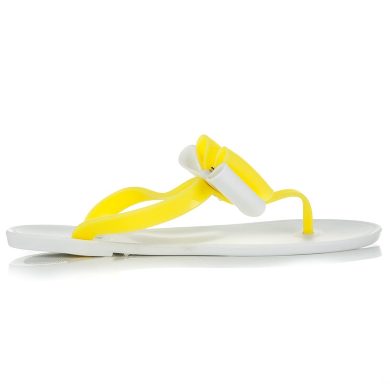L. Day Pantoufles En Caoutchouc Avec Un Arc jaune blanche