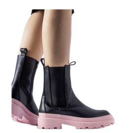 Bottines noires à semelles roses le noir