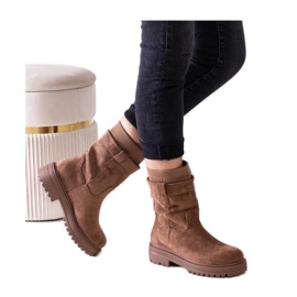 Bottines à enfiler marron avec chaussette brun