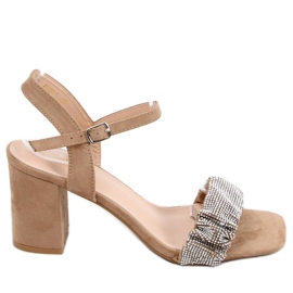 Sandales à talons larges kaki beige
