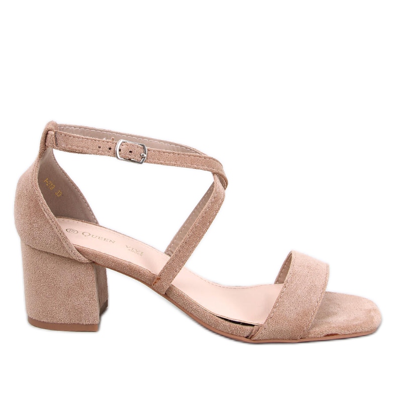 Sandales à talons bas kaki beige