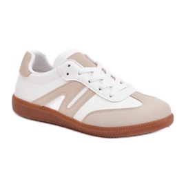 Chaussures de sport à lacets 7112 blanc/beige