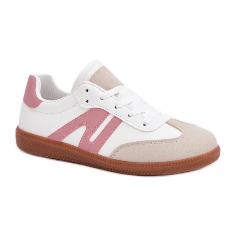 Baskets basses femme 7112 Blanc/Rose blanche