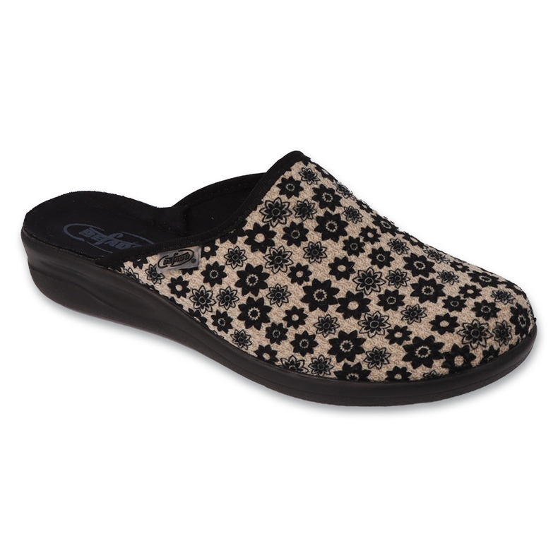 Chaussons femme Befado, pu 551D002, beige avec fleurs Chaussons femme Befado, pu 551D002, beige avec fleurs