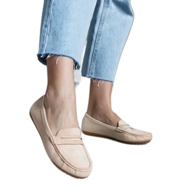 Mocassins beiges pour femmes en éco-daim