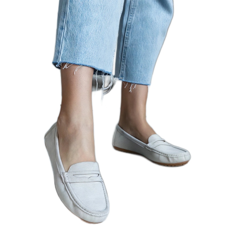 Mocassins gris pour femmes en éco-daim Mocassins gris pour femmes en éco-daim