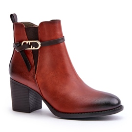 Jezzi Bottines à Talons Hauts Femme Isolées à Bride Marron Zinithia brun