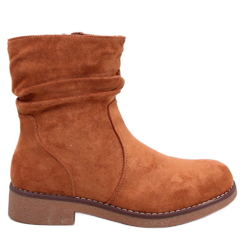 Bottines camel à tige volantée brun