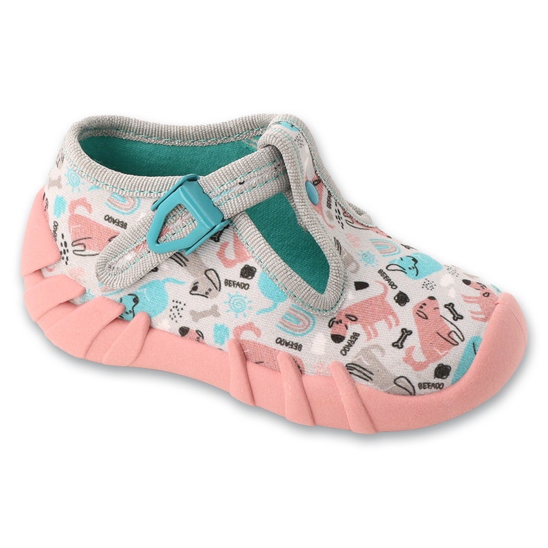 Befado chaussons enfant avec fermoirs 110P504 gris/rose