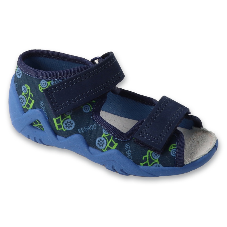 Befado chaussons enfant avec empiècement en cuir 350P053 bleu marine/vert